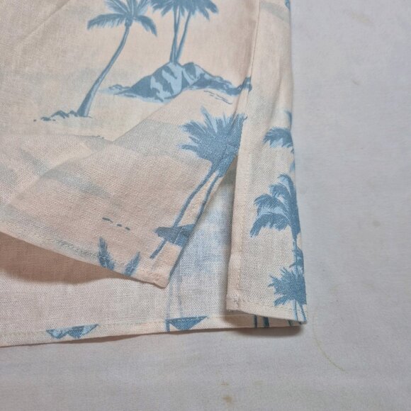 Gianni Bini Women's Size L Margaux Palm Tree Button Front Linen Blend Blouse - Picture 6 of 12